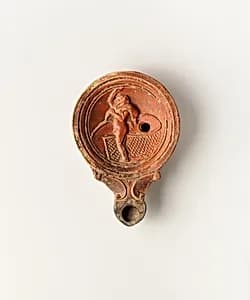 Terracotta oil lamp by Unknown Artist
