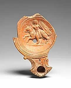 Terracotta oil lamp fragment by Unknown Artist