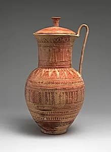Terracotta oinochoe (jug) with lid by Unknown Artist
