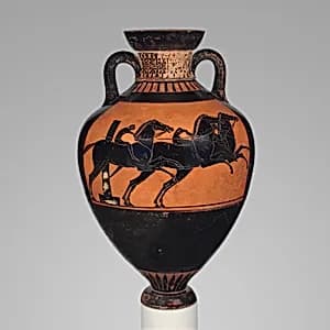Terracotta Panathenaic prize amphora (jar) by Leagros Group