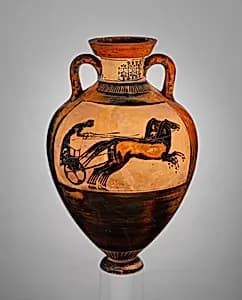 Terracotta Panathenaic prize amphora (jar) by Group of Copenhagen 99