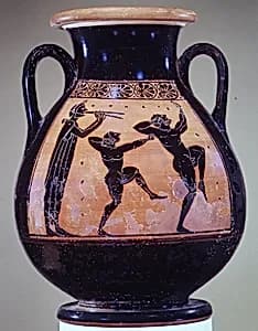 Terracotta pelike (wine jar) by Acheloös Painter