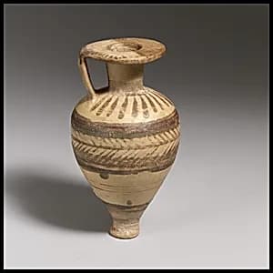 Terracotta pointed aryballos (oil flask) by Unknown Artist