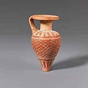Terracotta pointed aryballos (oil flask) by Unknown Artist