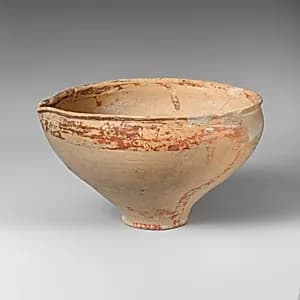 Terracotta pulled rim bowl by Unknown Artist