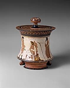 Terracotta pyxis (box) by Penthesilea Painter