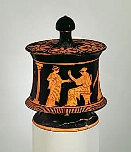 Terracotta pyxis (box) with lid by Painter of Philadelphia 2449