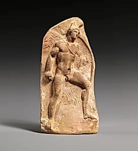 Terracotta relief depicting a warrior by Unknown Artist
