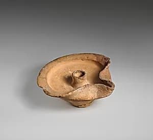 Terracotta saucer-shaped lamp by Unknown Artist