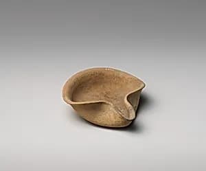 Terracotta saucer-shaped lamp by Unknown Artist