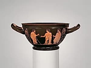 Terracotta skyphos (deep drinking cup) by Polion