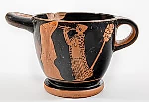 Terracotta skyphos (deep drinking cup) by Brygos Painter