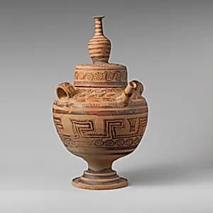 Terracotta spouted jar with lid by Unknown Artist