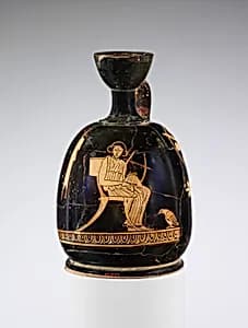 Terracotta squat lekythos (oil flask) by Painter of Oxford 1920