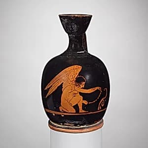 Terracotta squat lekythos (oil jar) by Unknown Artist