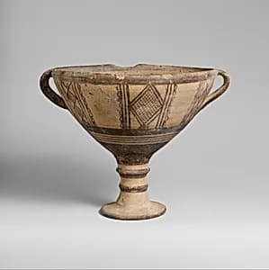 Terracotta stemmed cup by Unknown Artist