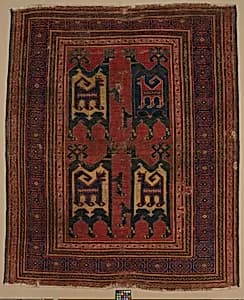 Confronted Animal Rug by Unknown Artist
