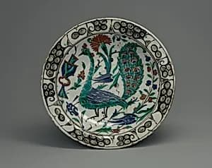Dish with Peacock Design by Unknown Artist