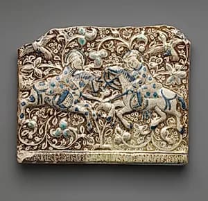 Frieze Tile with Two Hunters by Unknown Artist