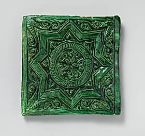 Green Tile with Star Design by Unknown Artist
