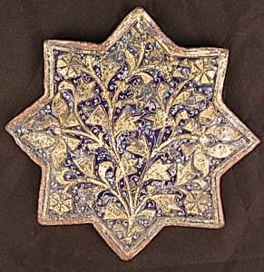 Three Tiles with 'Lajvardina' Glaze by Unknown Artist