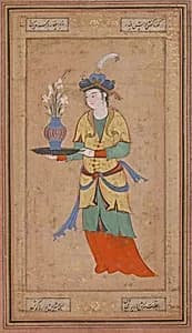 Woman with Vase of Lilies by Unknown Artist