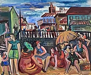 Boardwalk and Beach by Esther Garber