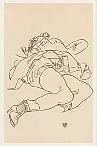 Reclining Woman with Raised Skirt by Egon Schiele