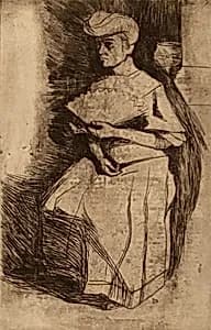 Seated Woman Holding a Fan by Umberto Boccioni