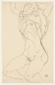 Seminude with Arms Raised by Egon Schiele
