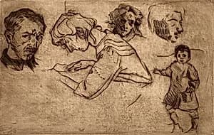 Sheet of Studies with Five Portraits by Umberto Boccioni
