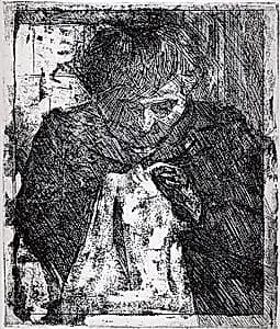 The Artist's Mother Sewing by Umberto Boccioni