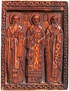Icon with Three Church Fathers by Unknown Artist