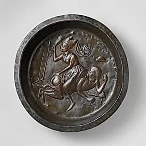 Plate with Wife Beating Husband by Unknown Artist