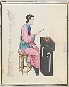 Watercolor of musician playing mu yu by Unknown Artist