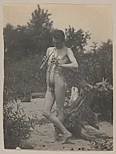 [Standing Male Nude with Pipes] by Thomas Eakins