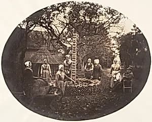 [Women Stacking Carrots] by Louis-Pierre-Théophile Dubois de Nehaut