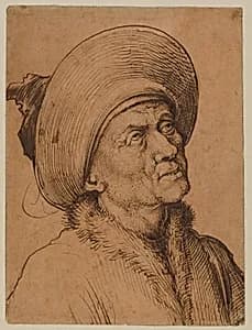 Bust of a Man in a Hat Gazing Upward by Martin Schongauer