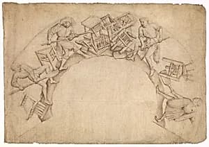 Men Shoveling Chairs (Scupstoel) by Vranke van der Stockt