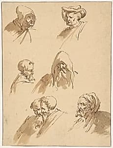 Seven Male Heads by Sebastiano Ricci