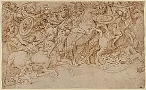 A Battle on Horseback by Domenico Campagnola
