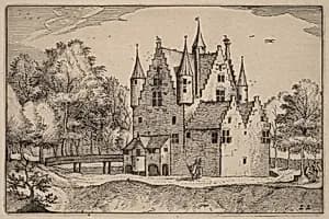 A Castle by Claes Jansz Visscher after Johannes van Doetechum, the Elder after Lucas van Doetechum after Master of the Small Landscapes