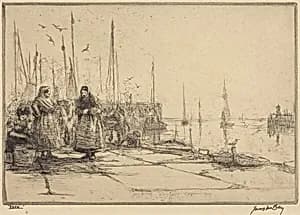 A Fishing Harbour by James McBey