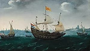 A Fleet at Sea by Hendrick Cornelisz Vroom