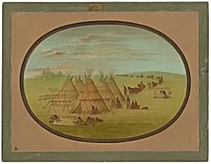 A Little Sioux Village by George Catlin
