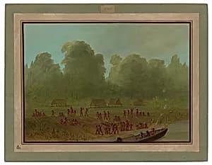 A Mayoruna Village by George Catlin