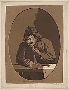 A Peasant Eating by Anton Spreng after Adriaen Brouwer; published by Joseph Eder