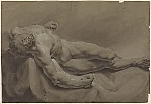 A Reclining Male Nude by Georg Raphael Donner