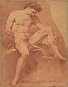 A Seated Male Nude by Carle Van Loo