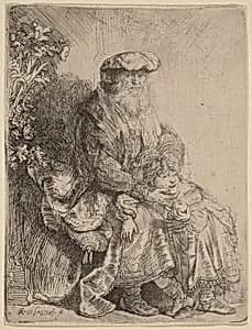 Abraham Caressing Isaac by Rembrandt van Rijn